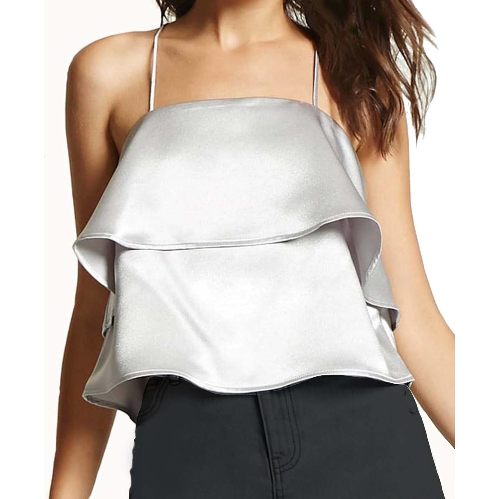 Forever 21 Silver Satin Cami Womens Size M Contemporary Camisole Top